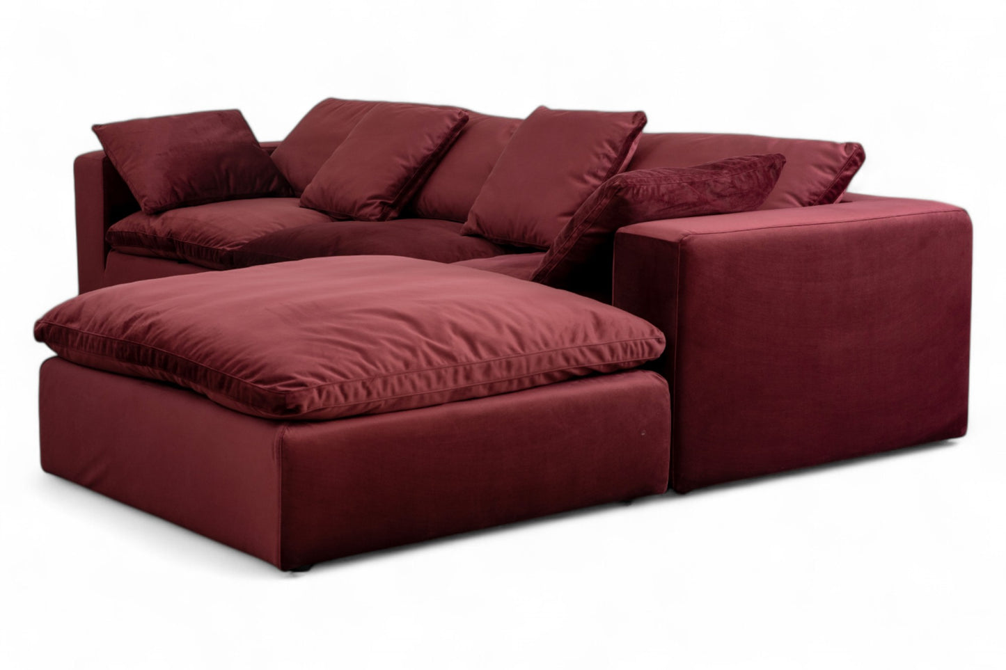 3-Seat Modular Sectional Sofa & Ottoman, Tuscan Red