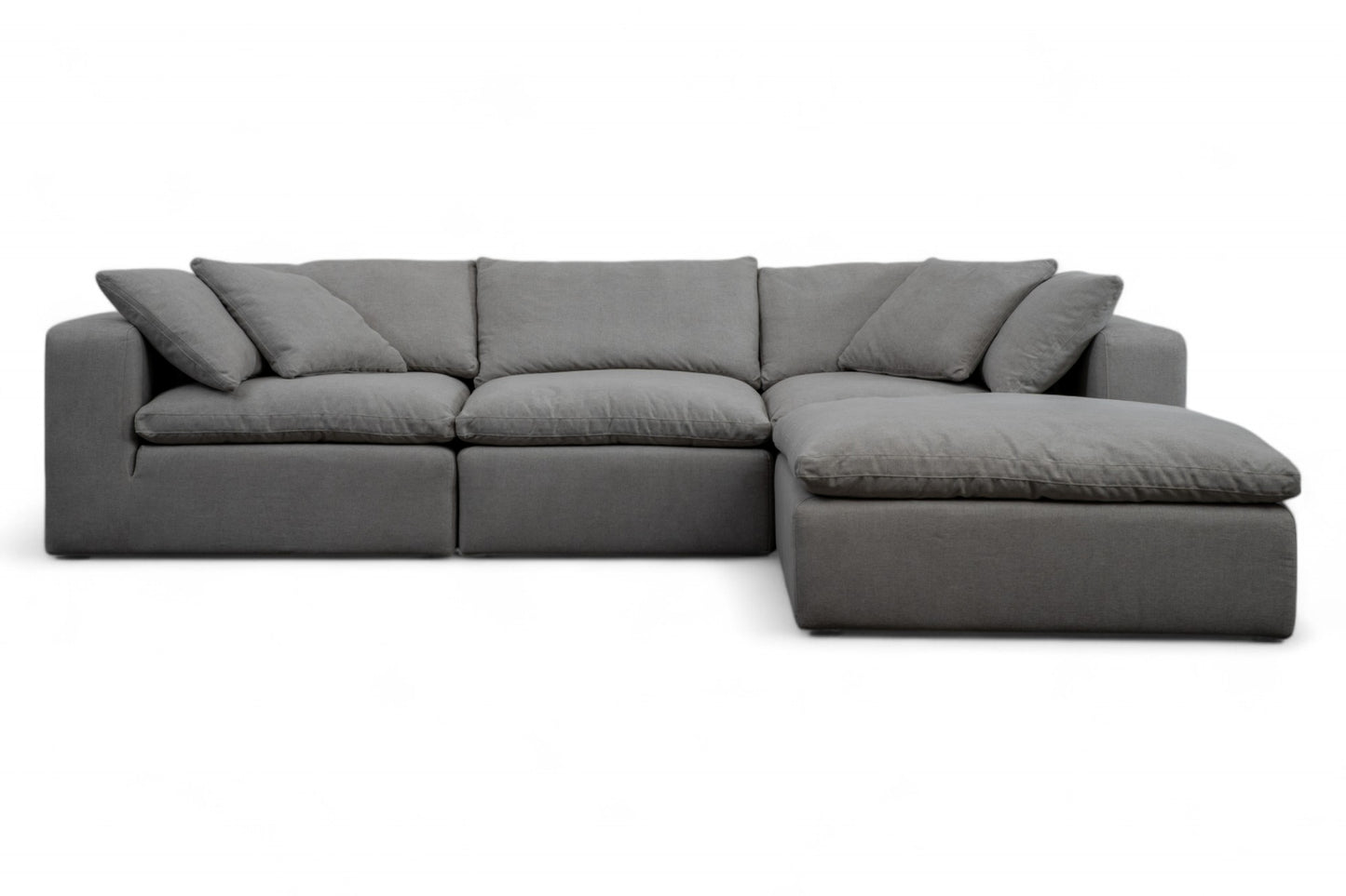 3-Seat Modular Sectional Sofa & Ottoman, Dove Gray