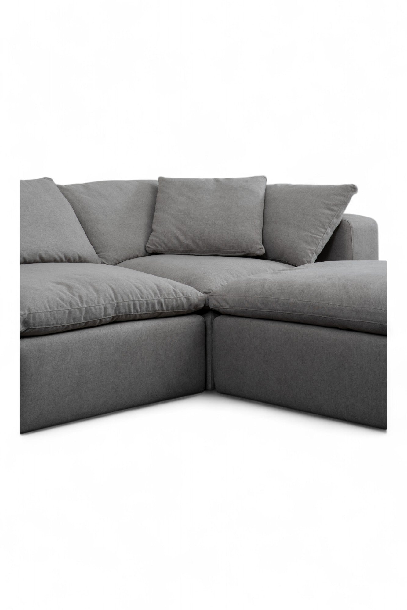 3-Seat Modular Sectional Sofa & Ottoman, Dove Gray