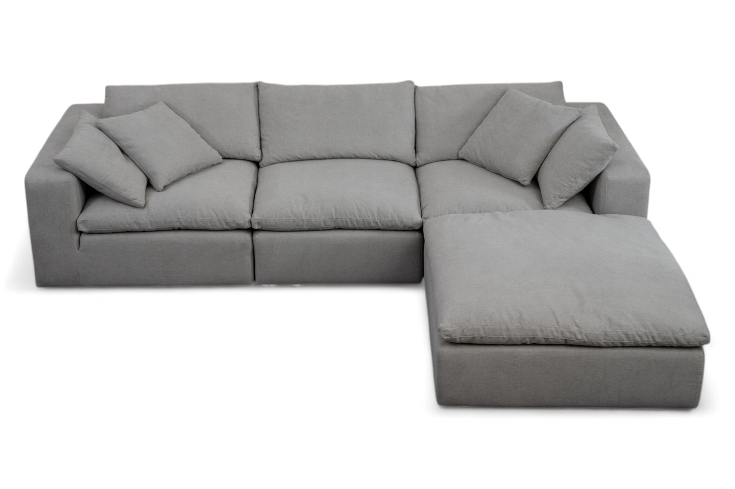 3-Seat Modular Sectional Sofa & Ottoman, Dove Gray