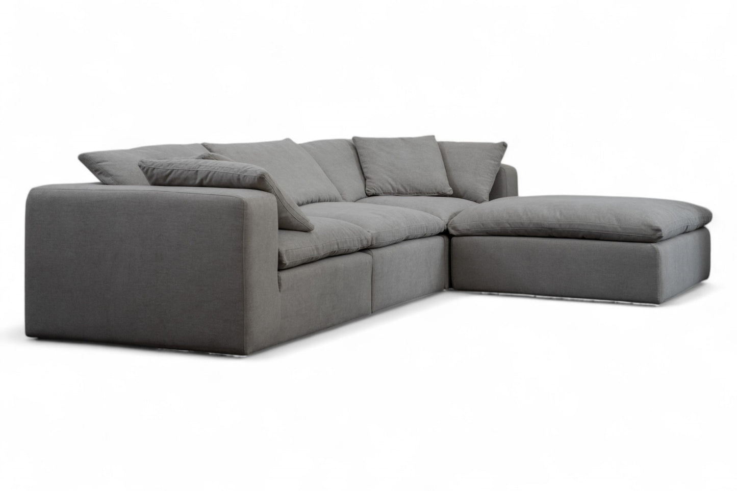 3-Seat Modular Sectional Sofa & Ottoman, Dove Gray